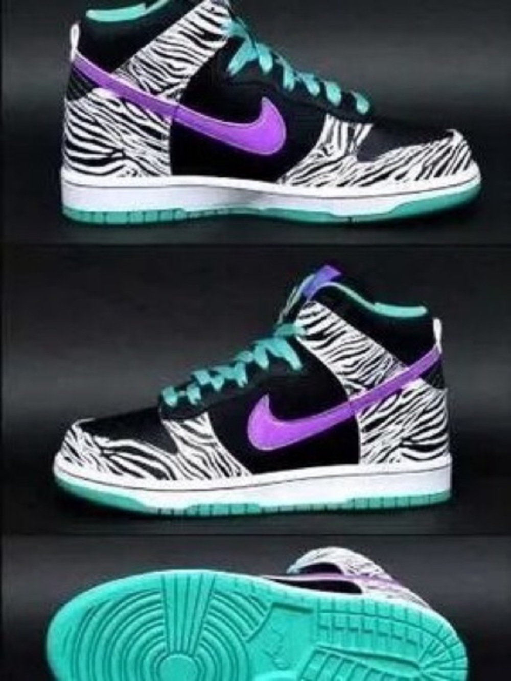 Nike Dunk High 6.0 Premium Liquid City Liberty Zebra Sky sneakers size 8
